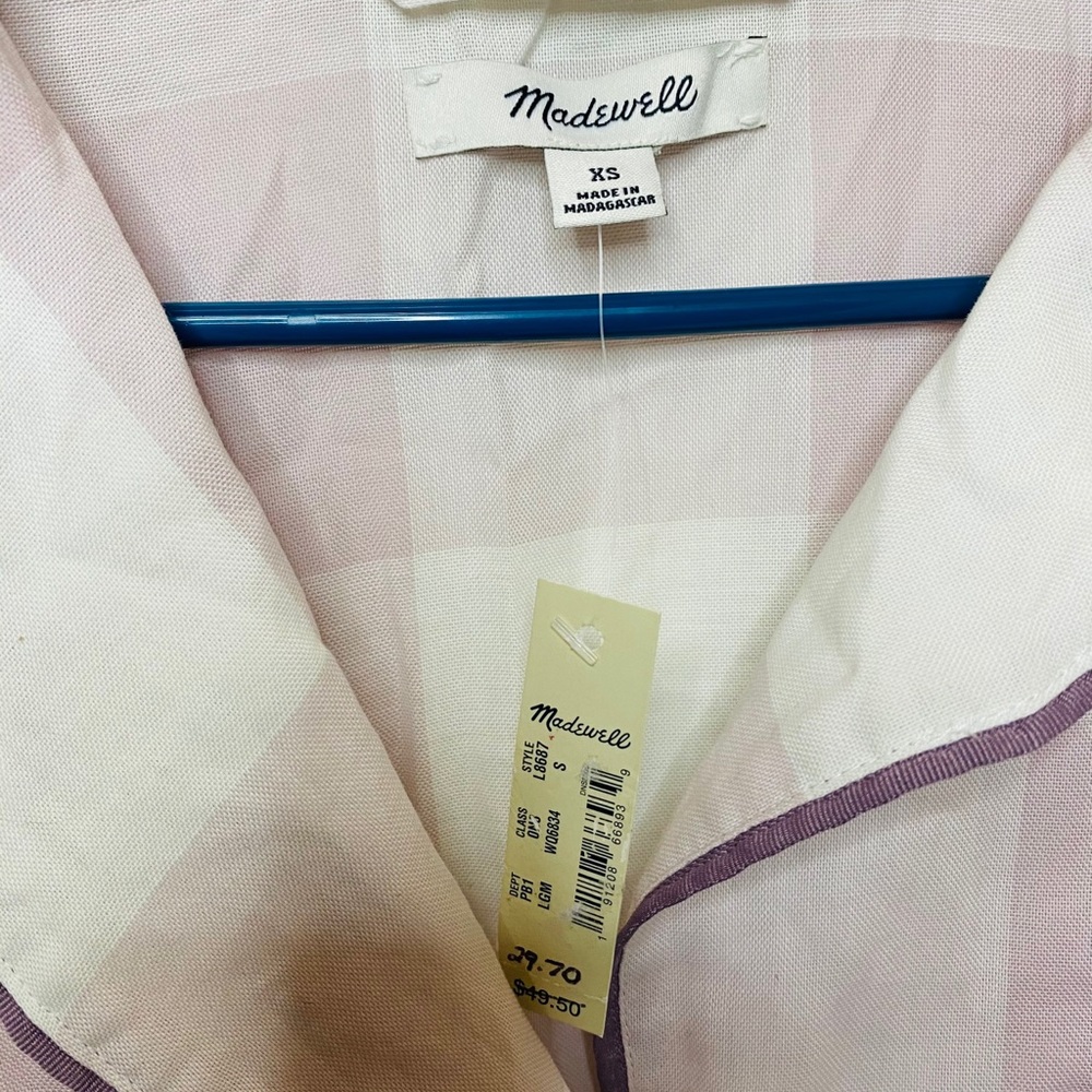 🆕 Madewell Bedtime Pajama Top in Lilac Gingham - Picture 5 of 6